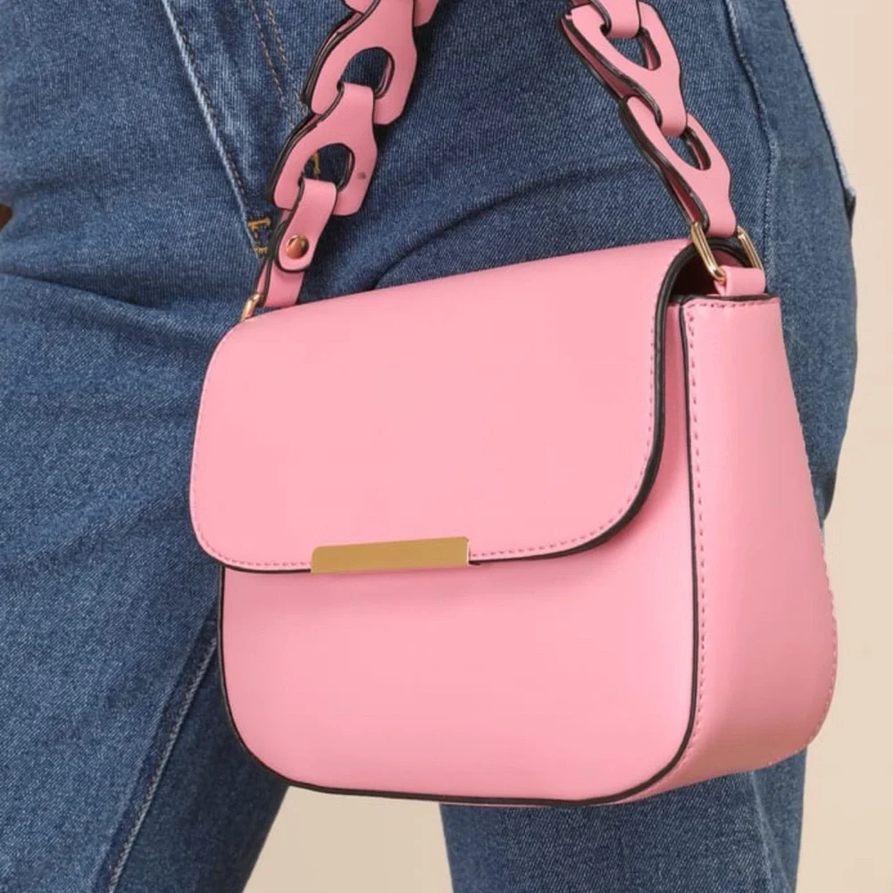 Pink Interlocking Link Handbag - Picture 2 of 3